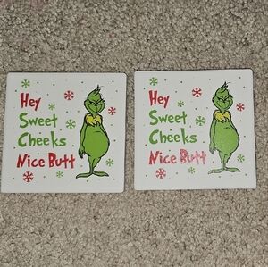 Funny Grinch Coasters Set